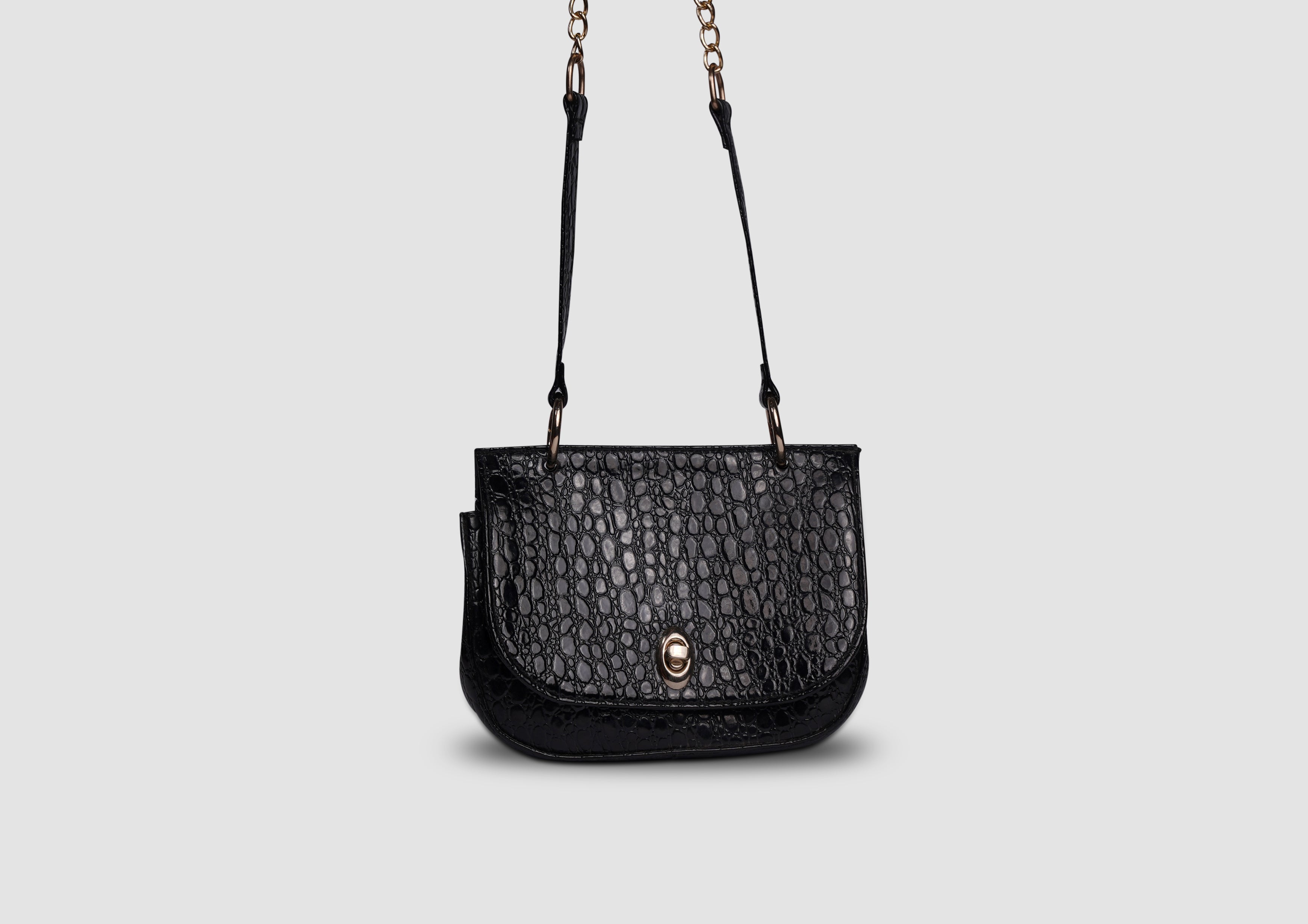 Blooms Mini Handbag – Premium Faux Leather Crossbody Bag for Women | Lock & Flap | Gold-Tone Accessories