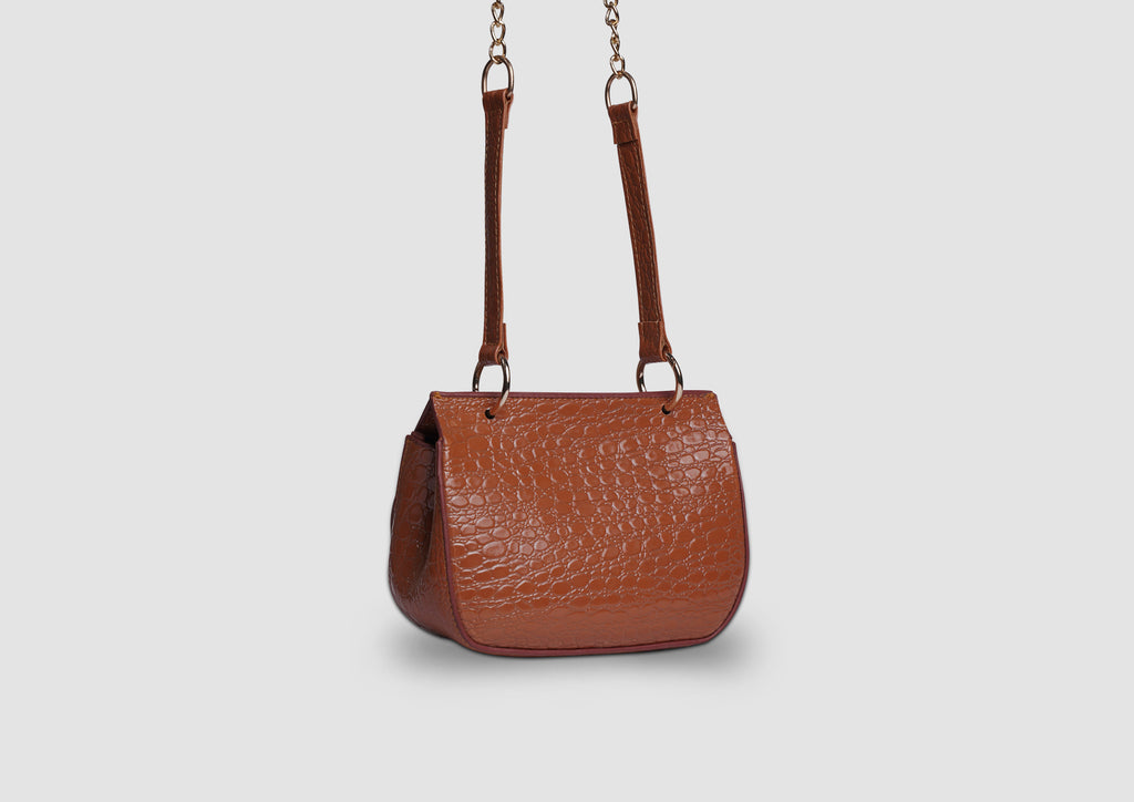 Blooms Mini Handbag – Premium Faux Leather Crossbody Bag for Women | Lock & Flap | Gold-Tone Accessories