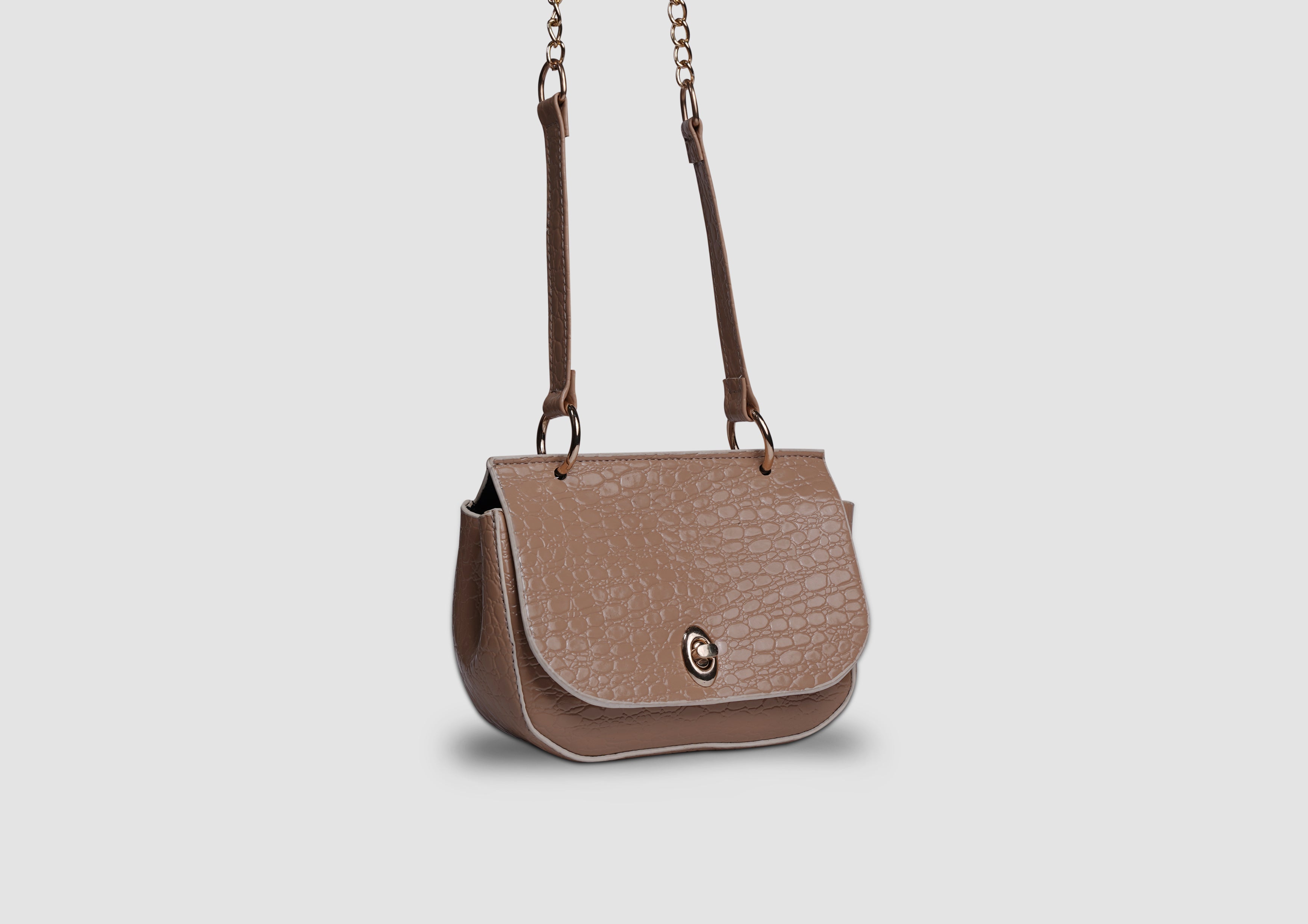 Blooms Mini Handbag – Premium Faux Leather Crossbody Bag for Women | Lock & Flap | Gold-Tone Accessories